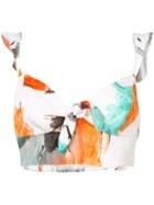 Knot Detail Crop Top - Women - Viscose Crepe - 6, Yellow/orange, Viscose Crepe, Christian Siriano