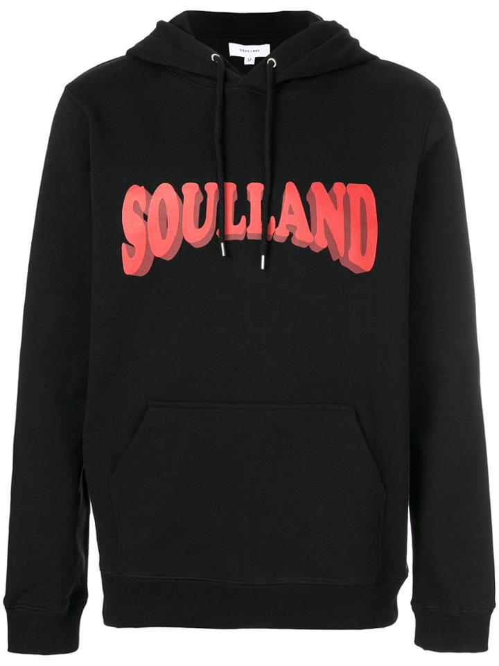 Soulland Logo Print Hoodie - Black