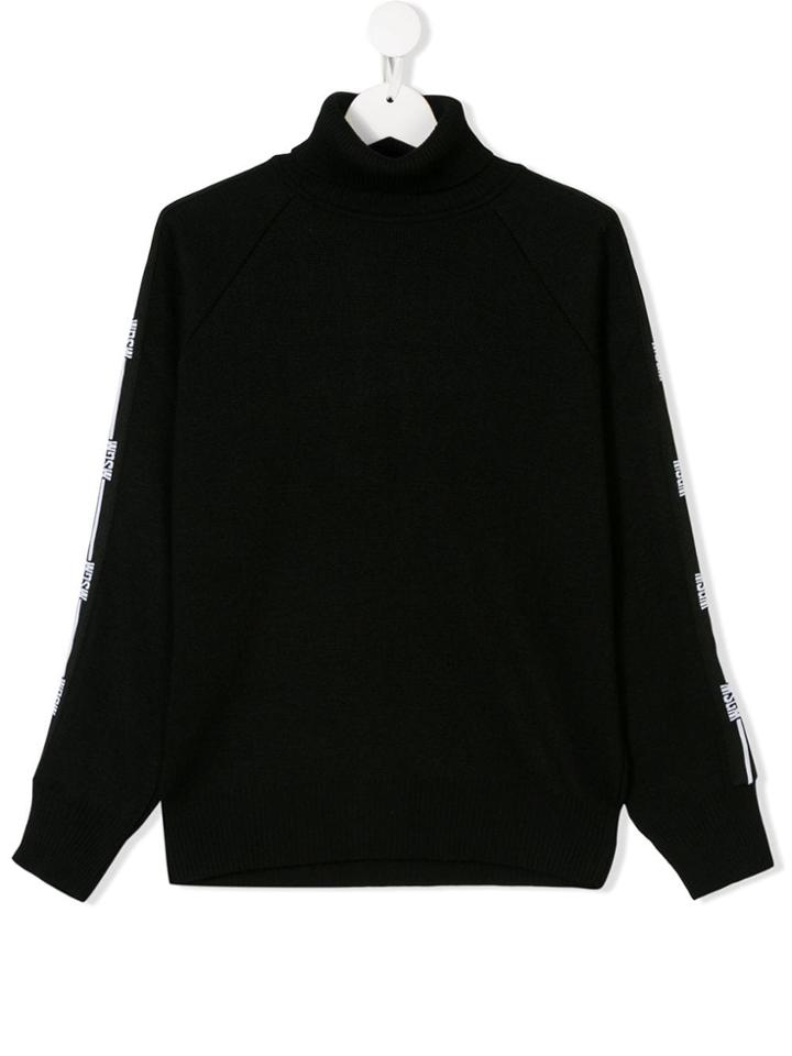 Msgm Kids Teen Branded Roll Neck Jumper - Black