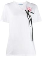Prada Floral Applique T-shirt - White