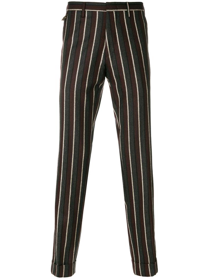Pt01 Straight Leg Striped Trousers - Blue
