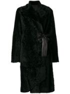 Drome Belted Fur Coat - Black