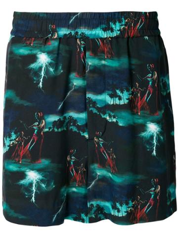 You As Hawaii Print Shorts - Blue