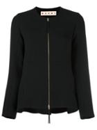 Marni Zip Front Jacket, Women's, Size: 42, Black, Cotton/viscose/virgin Wool