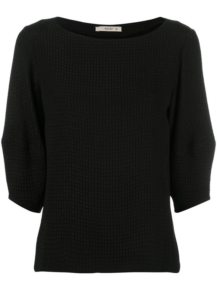 Etro Boat Neck Blouse, Women's, Size: 38, Black, Silk