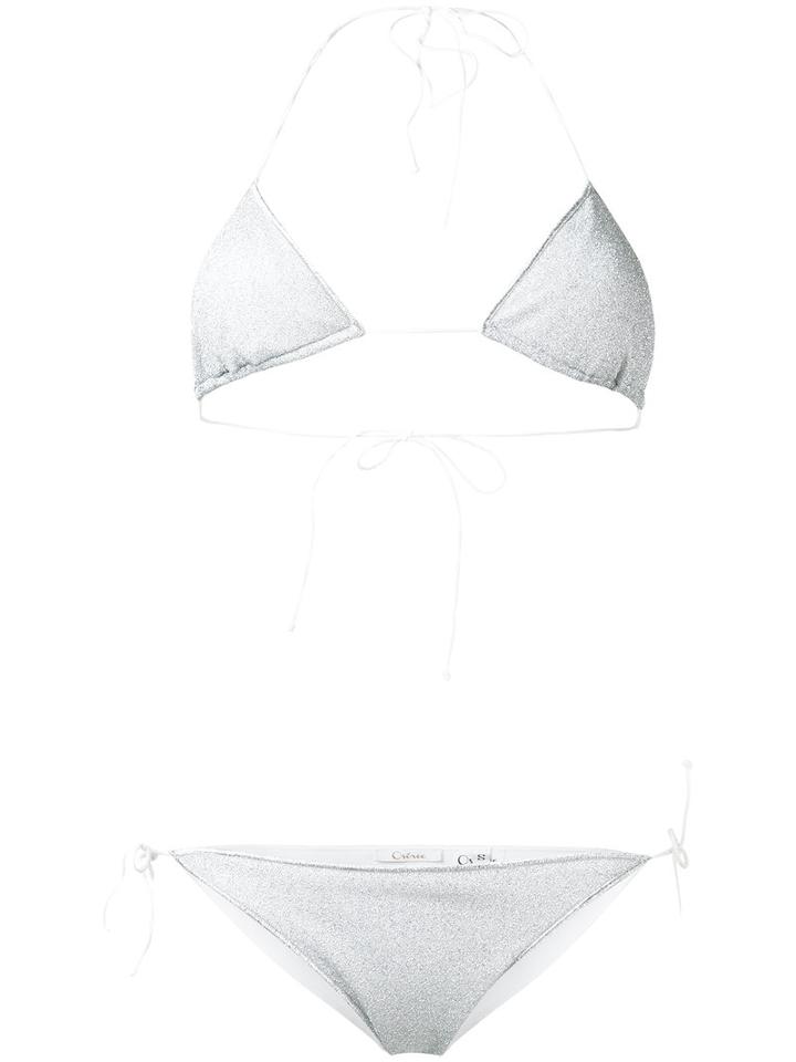 Oseree - Lumiere Bikini Set - Women - Polyester/polyamide/spandex/elastane - M, Grey, Polyester/polyamide/spandex/elastane