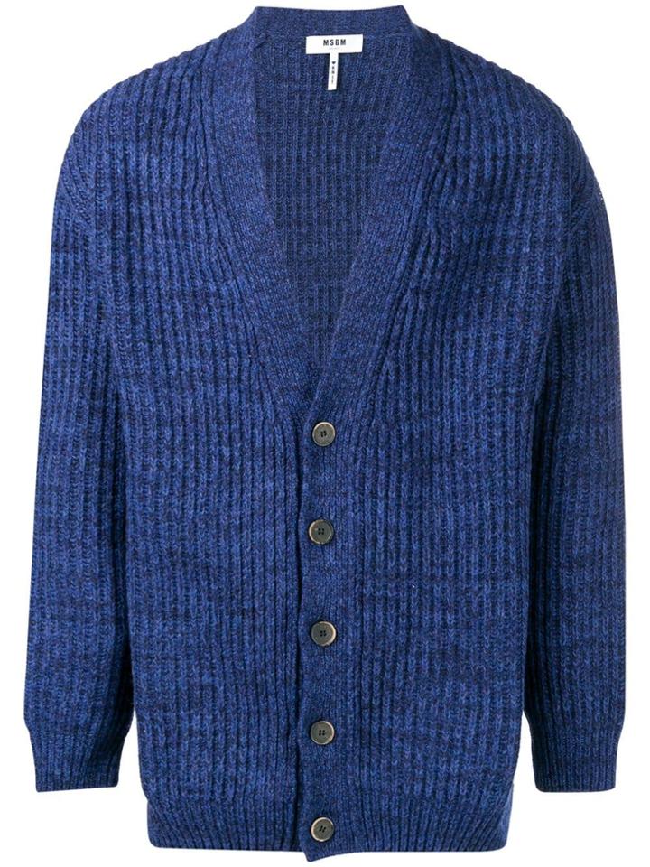 Msgm Chunky Knitted Cardigan - Blue