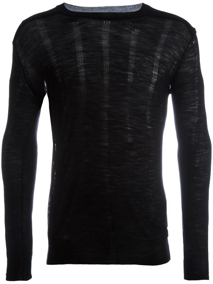 Ann Demeulemeester Round Neck Jumper, Men's, Size: Large, Black, Wool