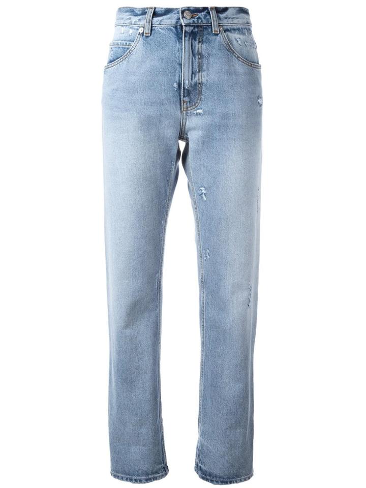 Alexander Mcqueen Turn Up Boyfriend Jeans - Blue