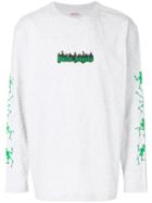 Palm Angels Dance Of Death Logo Long Sleeve T-shirt - Grey