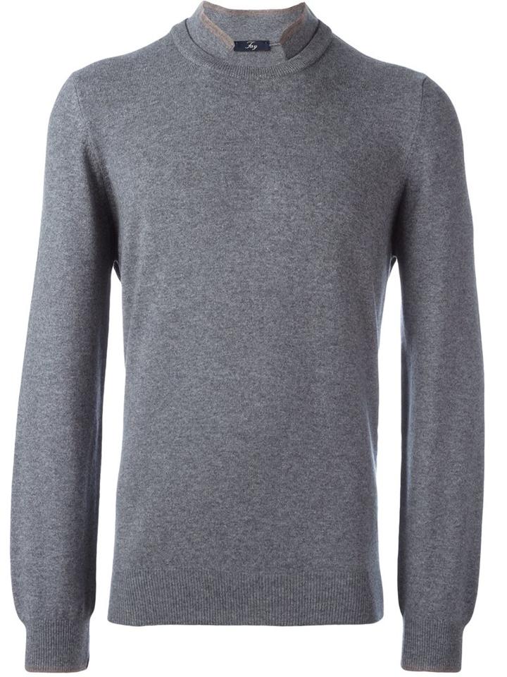 Fay Crew Neck Jumper, Men's, Size: 48, Grey, Virgin Wool/viscose/cashmere