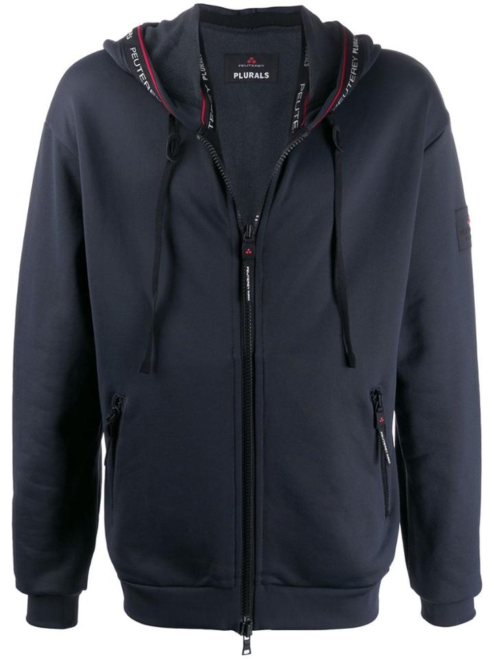 Peuterey Hansis Logo Drawstring Hoodie - Blue