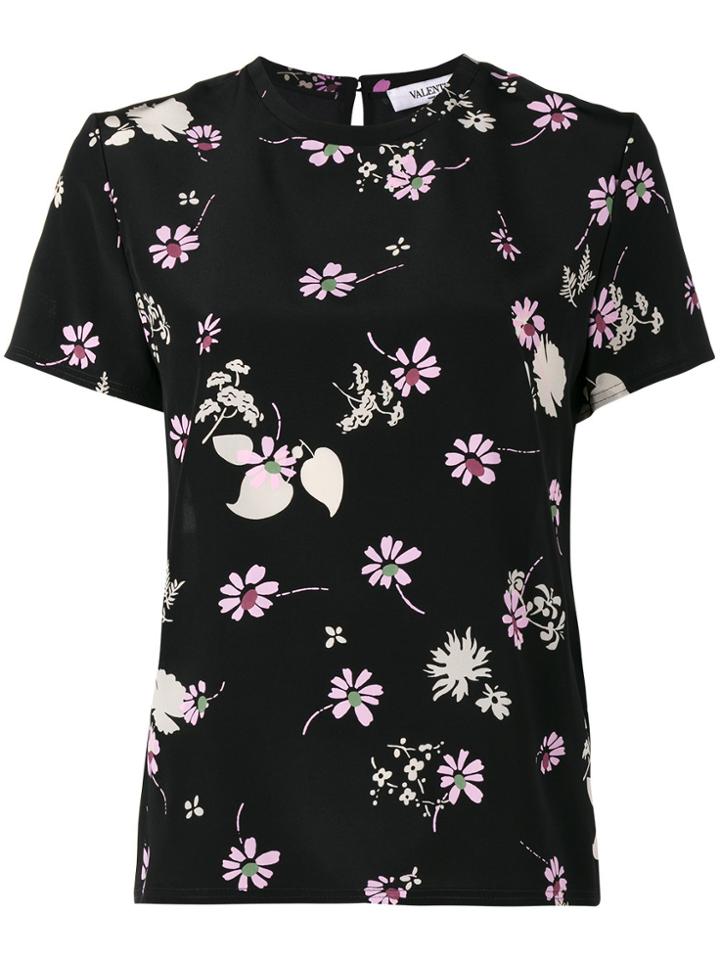 Valentino Floral Print T-shirt - Black