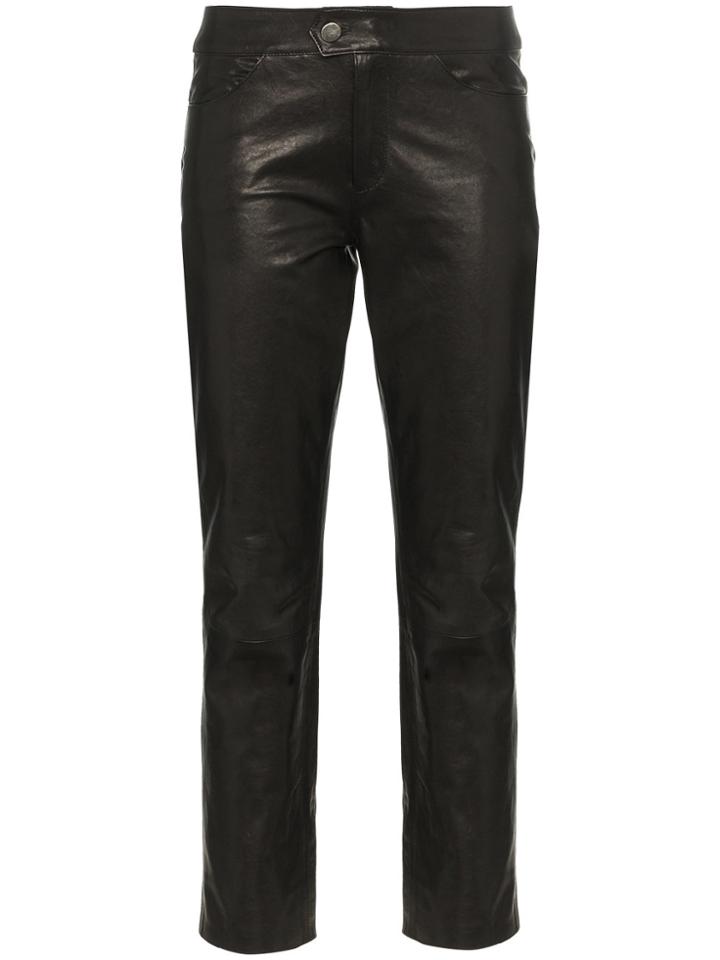 Skiim Jean Leather Slim-fit Trousers - Black