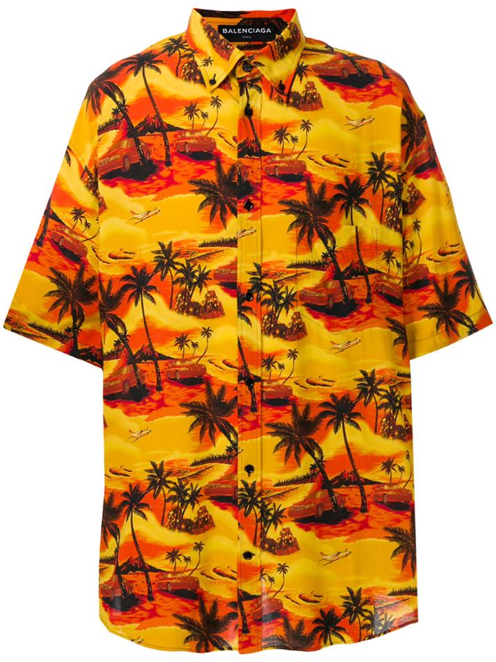 Balenciaga Bal Normal Fit Shirt - Yellow & Orange