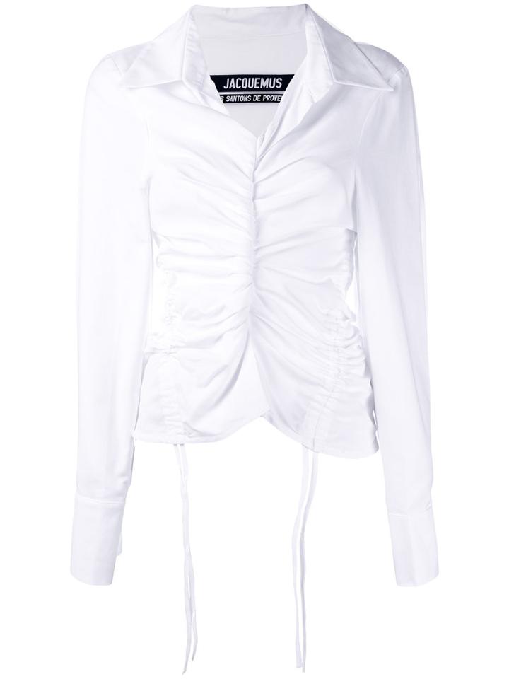 Jacquemus - Drawstring Gathered Shirt - Women - Cotton/polyester - 40, White, Cotton/polyester