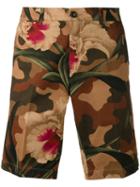 Moncler - Floral Camouflage Shorts - Men - Cotton - 46, Brown, Cotton