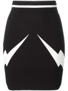 Neil Barrett Lightning Bolt Mini Skirt, Women's, Size: Xs, Black, Viscose/nylon