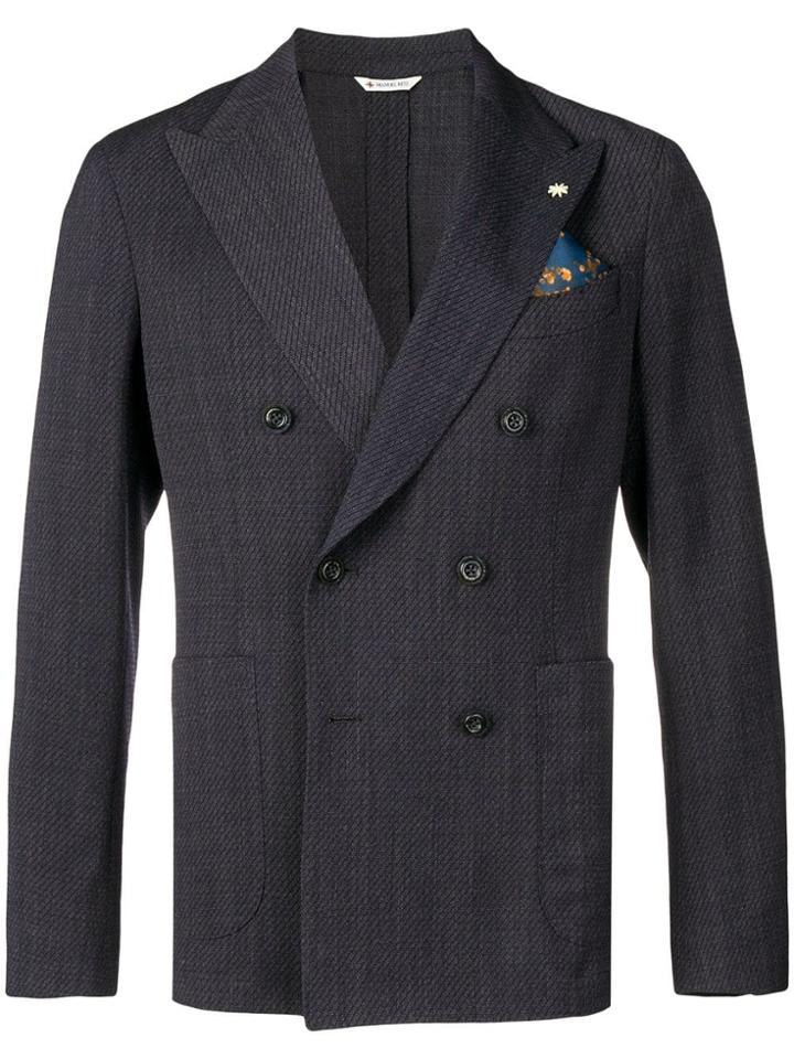 Manuel Ritz Double Breasted Blazer Jacket - Blue