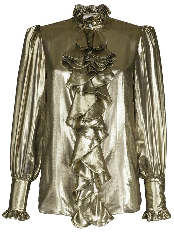 Redemption Ruffled Front Blouse - Metallic