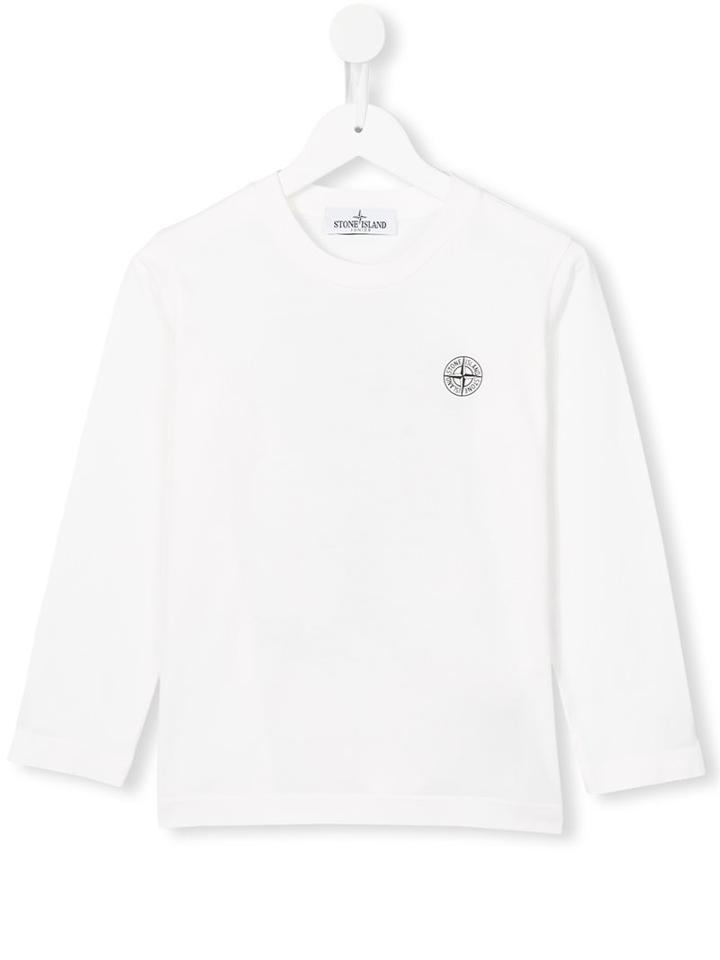 Stone Island Kids Logo Print T-shirt, Boy's, Size: 8 Yrs, White