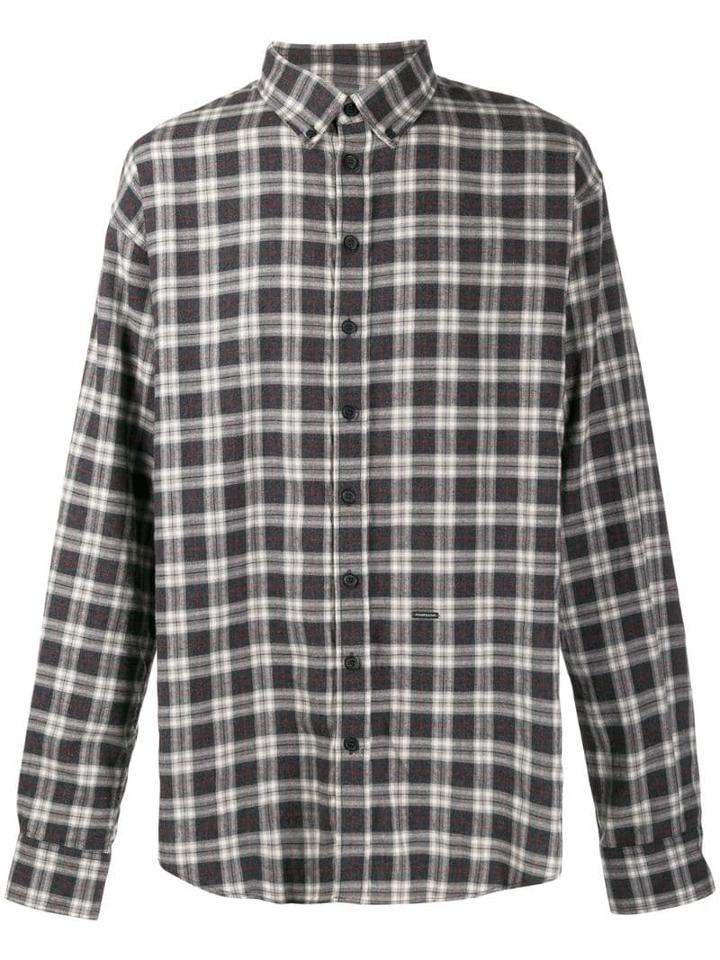 Dsquared2 Dropped Military Checked Shirt - Grey
