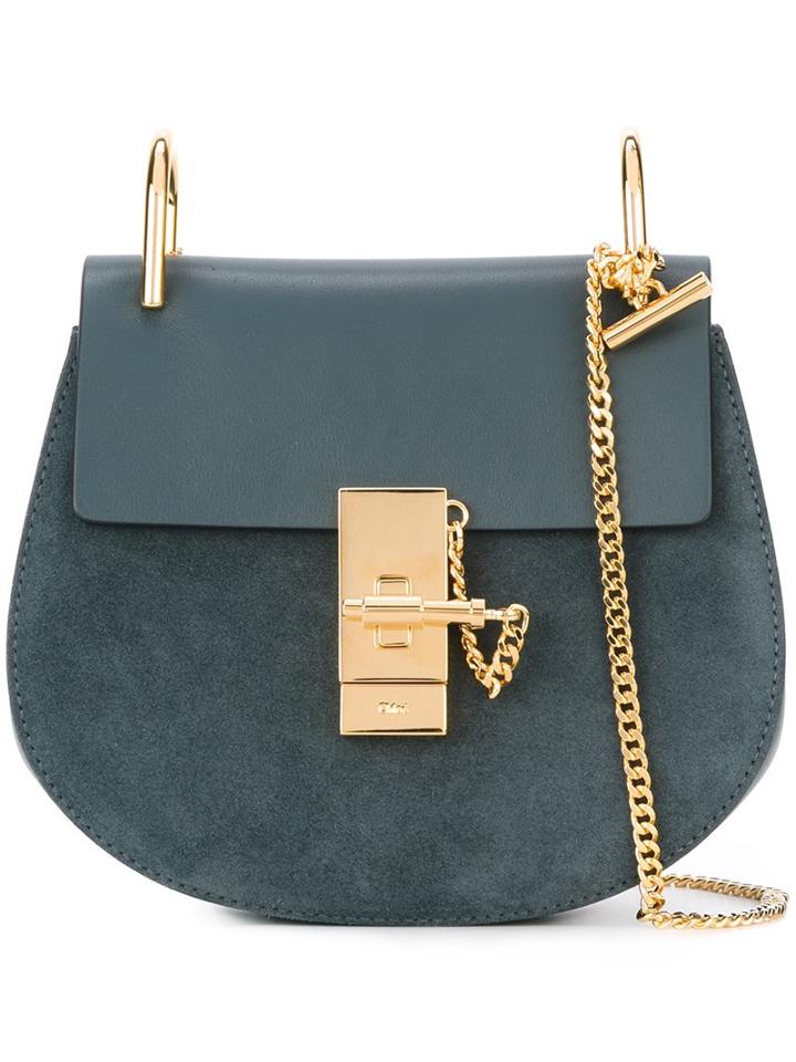 Chloé - 'drew' Shoulder Bag - Women - Calf Leather/calf Suede - One Size, Women's, Blue, Calf Leather/calf Suede