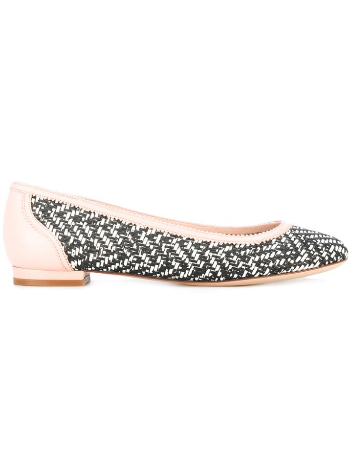 Salvatore Ferragamo Woven Panel Ballerina Shoes - Black
