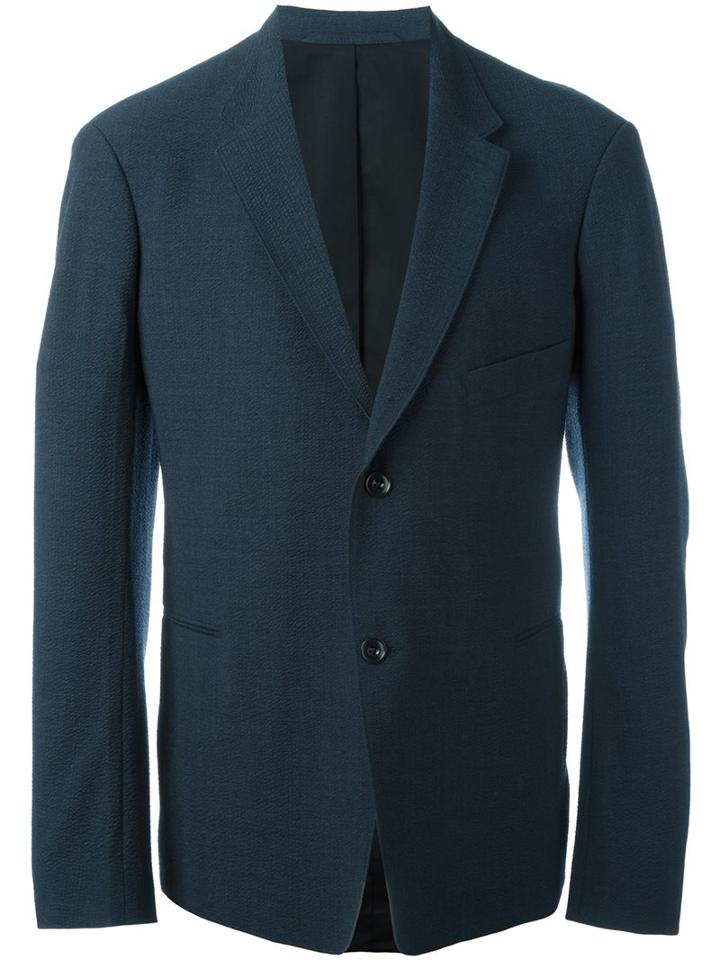 Lemaire Single Breasted Blazer, Men's, Size: 48, Blue, Cotton/spandex/elastane/wool