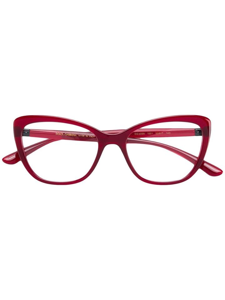 Dolce & Gabbana Eyewear Cat-eye Metal Embellished Glasses - Red