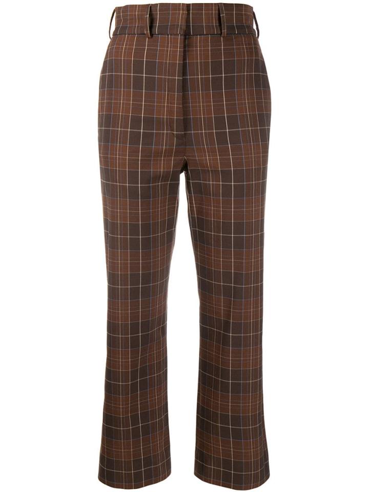 Ports 1961 Checked Straight Trousers - Brown