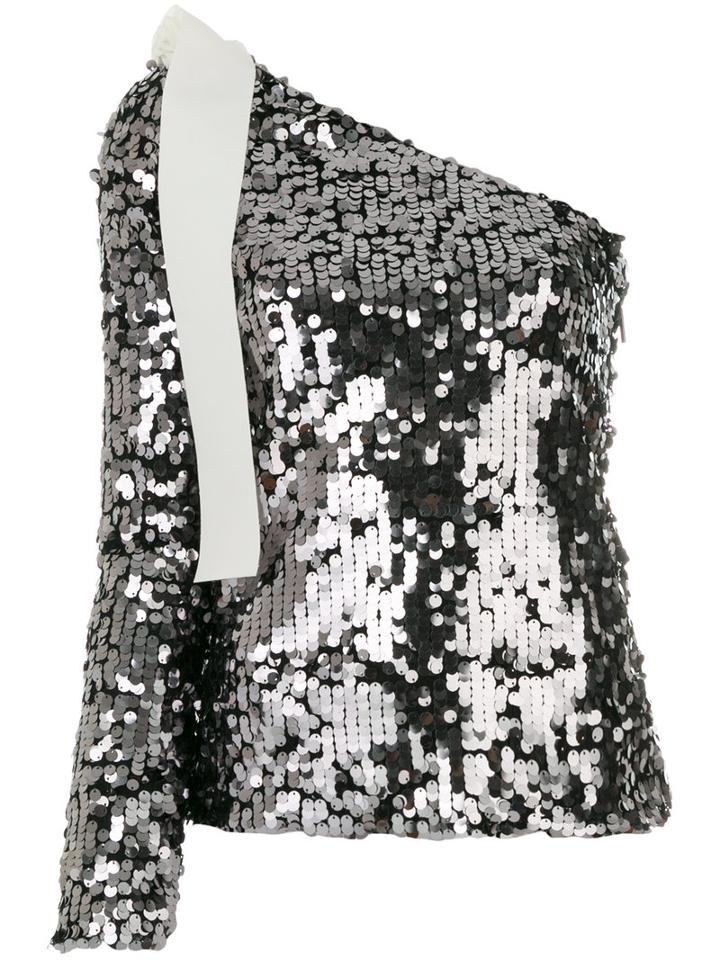 Msgm - Sequined One-shoulder Top - Women - Polyester/spandex/elastane - 42, Black, Polyester/spandex/elastane
