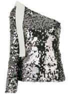 Msgm - Sequined One-shoulder Top - Women - Polyester/spandex/elastane - 42, Black, Polyester/spandex/elastane
