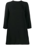 Valentino Pleated-panel Shift Dress - Black