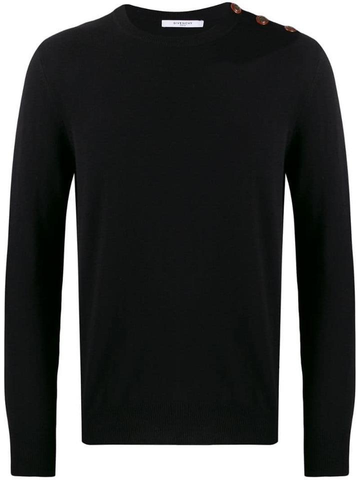 Givenchy Cashmere Logo Embroidered Sweater - Black