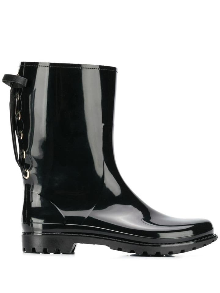 Red Valentino Laced Back Rain Boots - Black