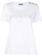Balmain Buttoned Logo T-shirt - White