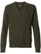 Rrl Patch Pockets Buttoned Cardigan, Men's, Size: Medium, Green, Cashmere