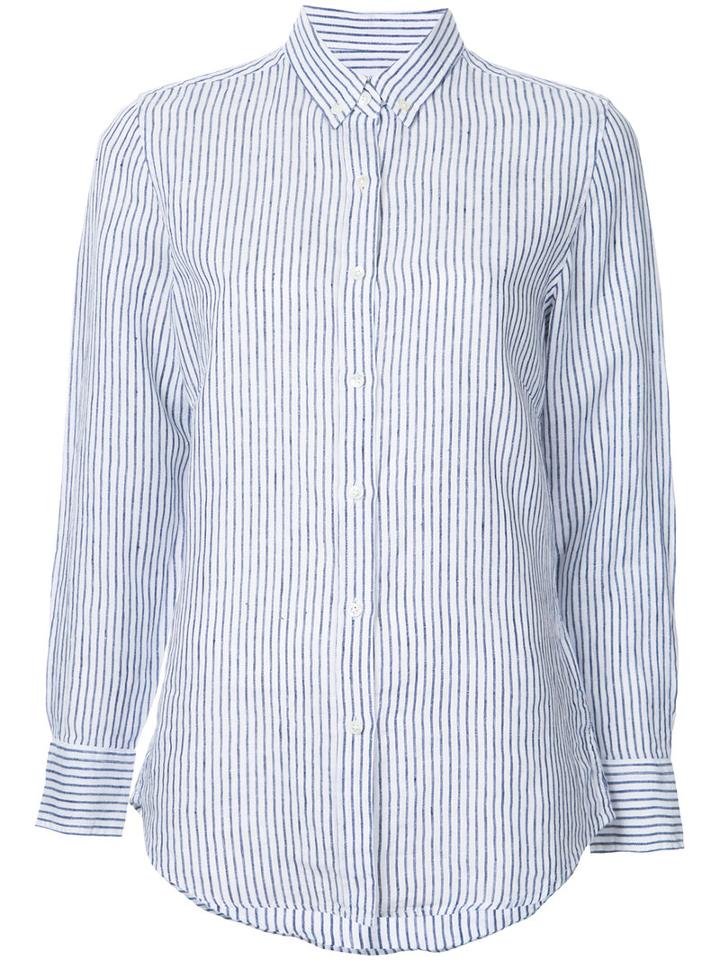 Venroy - Button-down Striped Shirt - Women - Linen/flax - L, White, Linen/flax