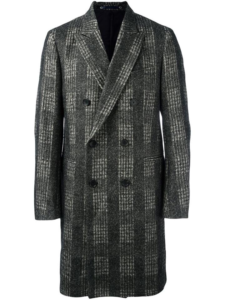 Ps By Paul Smith Double Breasted Coat, Men's, Size: Small, Grey, Wool/cotton/nylon/viscose