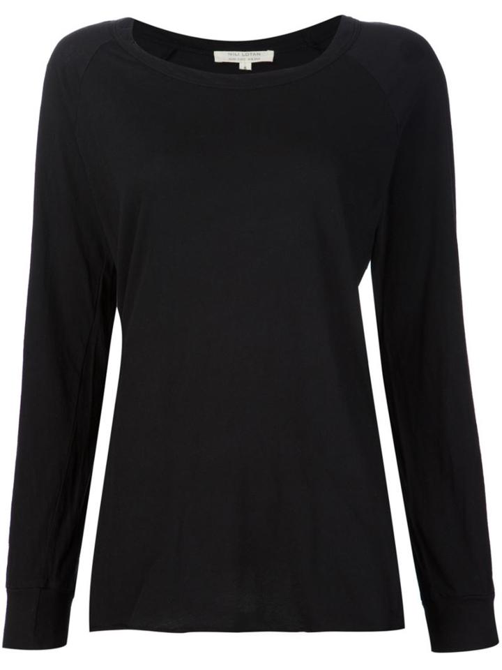 Nili Lotan Raw Hem T-shirt, Women's, Size: Small, Black, Acetate