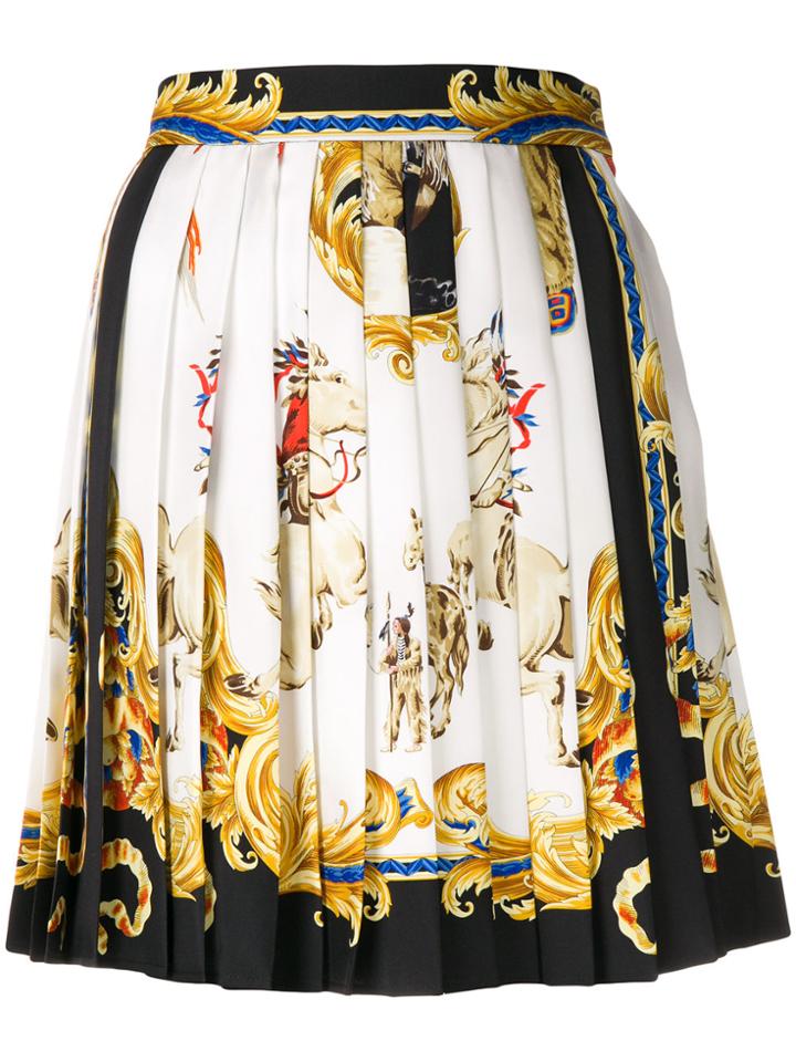 Versace Baroque Pleated Mini Skirt - White