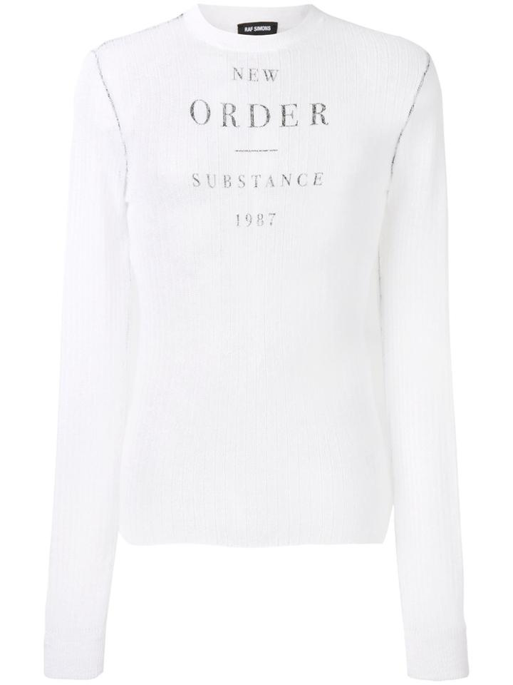Raf Simons Printed Sheer Knit Sweater - White