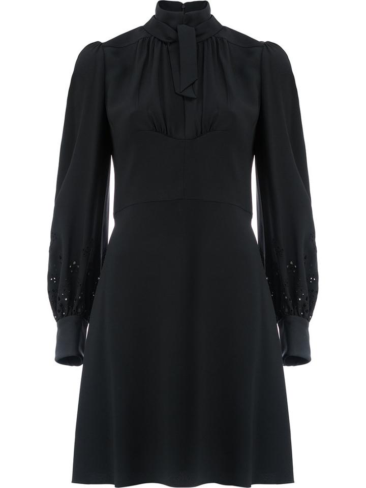 Chloé - Bow Neck Skater Dress - Women - Silk/cotton/polyester/viscose - 34, Black, Silk/cotton/polyester/viscose