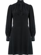 Chloé - Bow Neck Skater Dress - Women - Silk/cotton/polyester/viscose - 34, Black, Silk/cotton/polyester/viscose