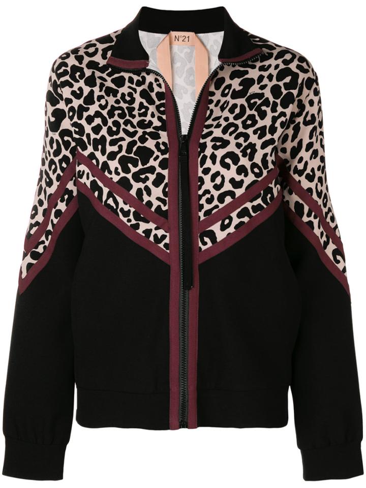 No21 Leopard Print Jacket - Black