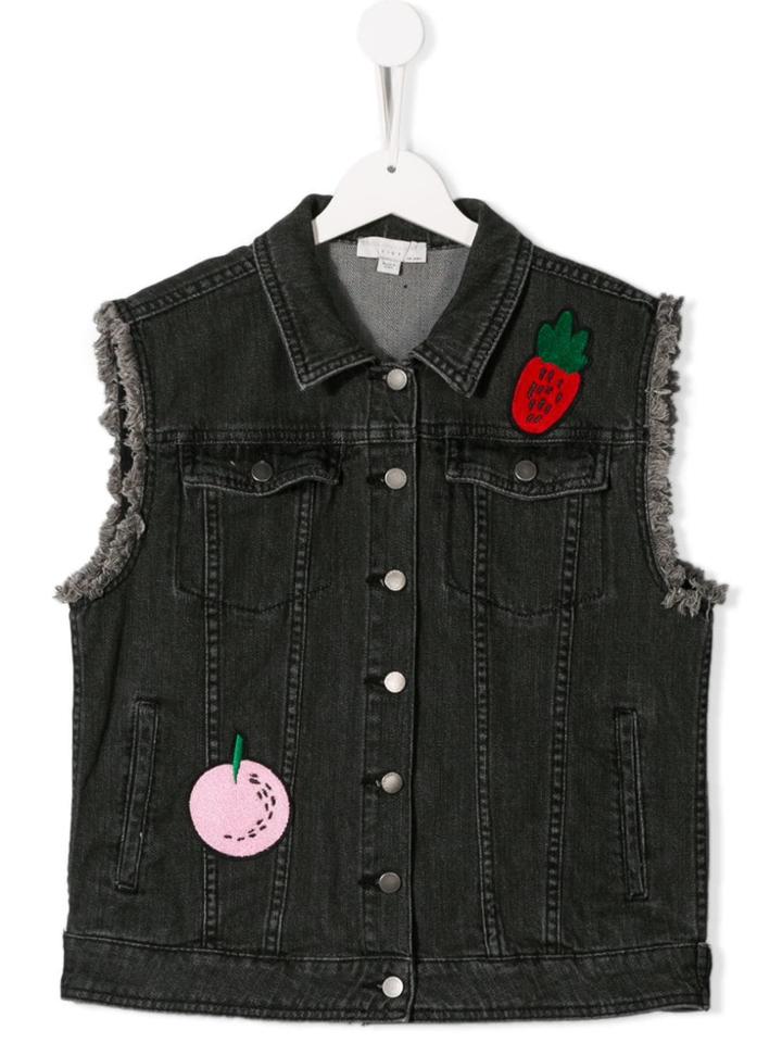 Stella Mccartney Kids Fruit Patch Denim Gilet - Black