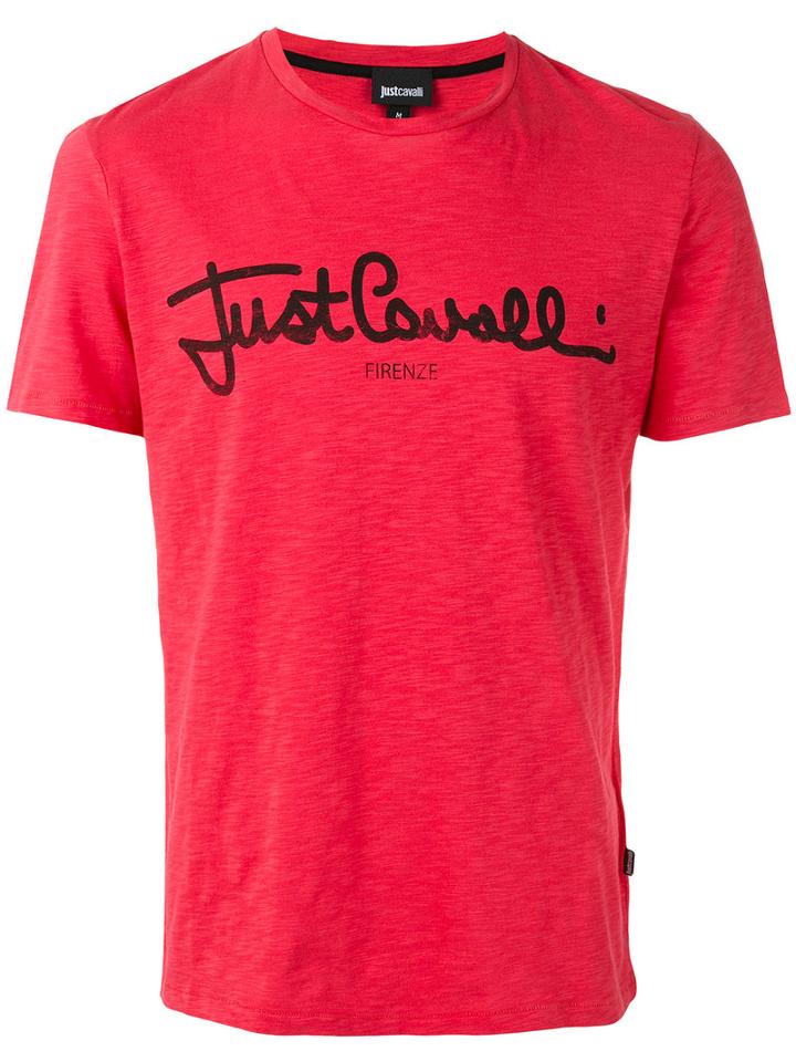 Just Cavalli Logo Print T-shirt, Men's, Size: Small, Red, Cotton