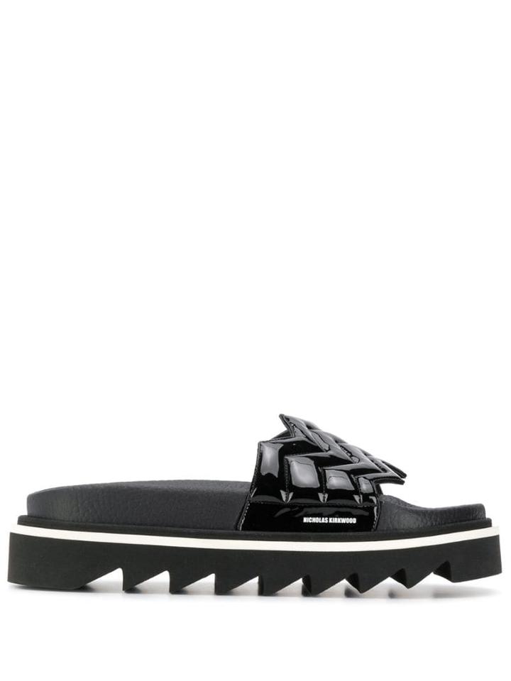 Nicholas Kirkwood Rina Flatform Slides - Black