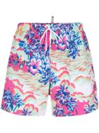 Dsquared2 Hawaii Beach Print Swim Shorts - Multicolour